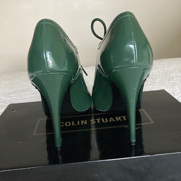 COLIN STUART Green Peep Toe Heeled Oxford Size 7.5 - Picture 6 of 9